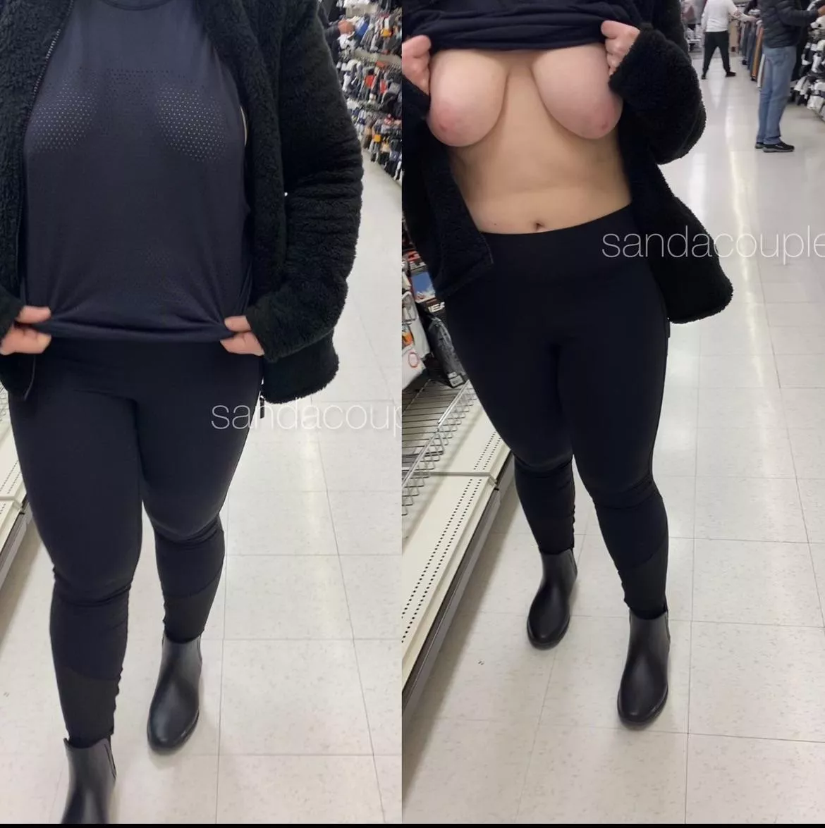 On/off titty flash in the men’s section, there was a lot of eye fucking going on 😏 