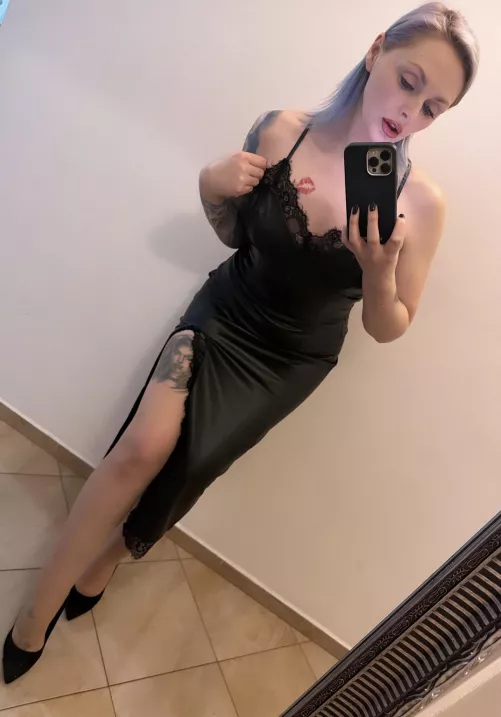 Trying on my leather and lace birthday dress counting down the days 