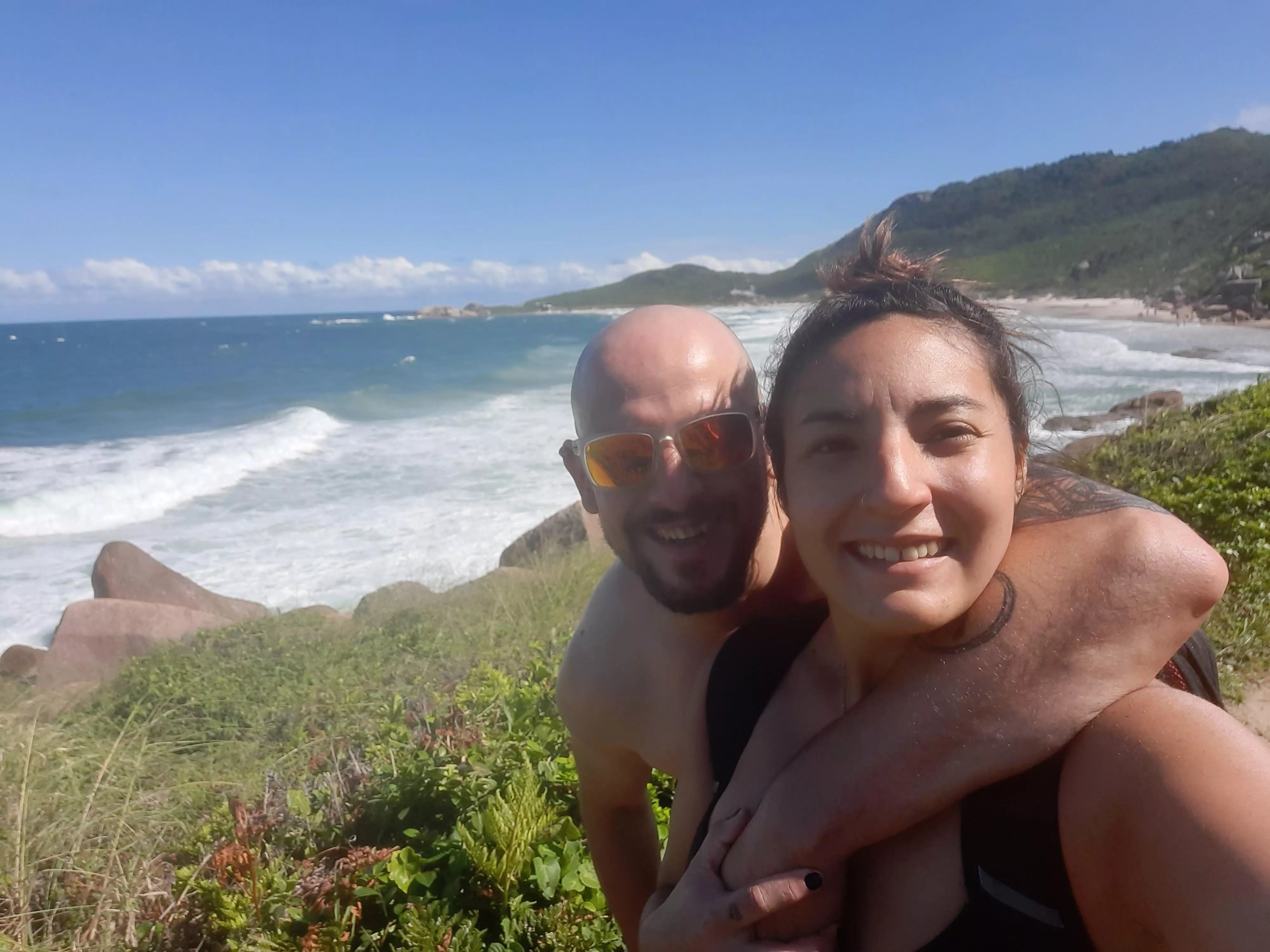 With my husband at Praia Mole. Brasil.