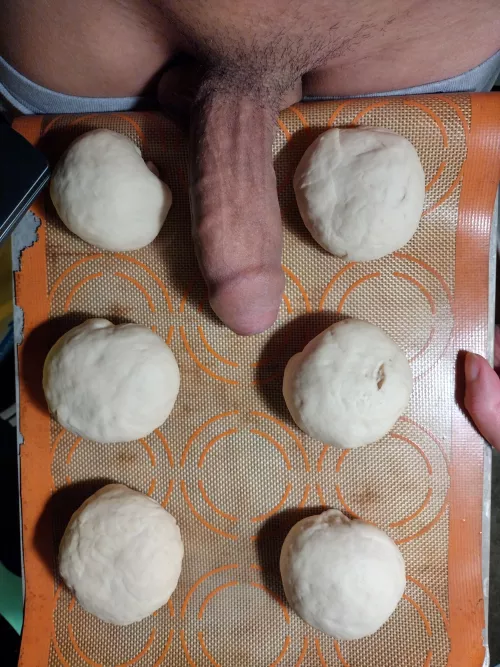 Making some bread. Wanna try some after you get this dick? 