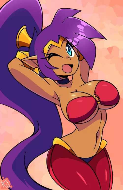 Should with her arms behind her back