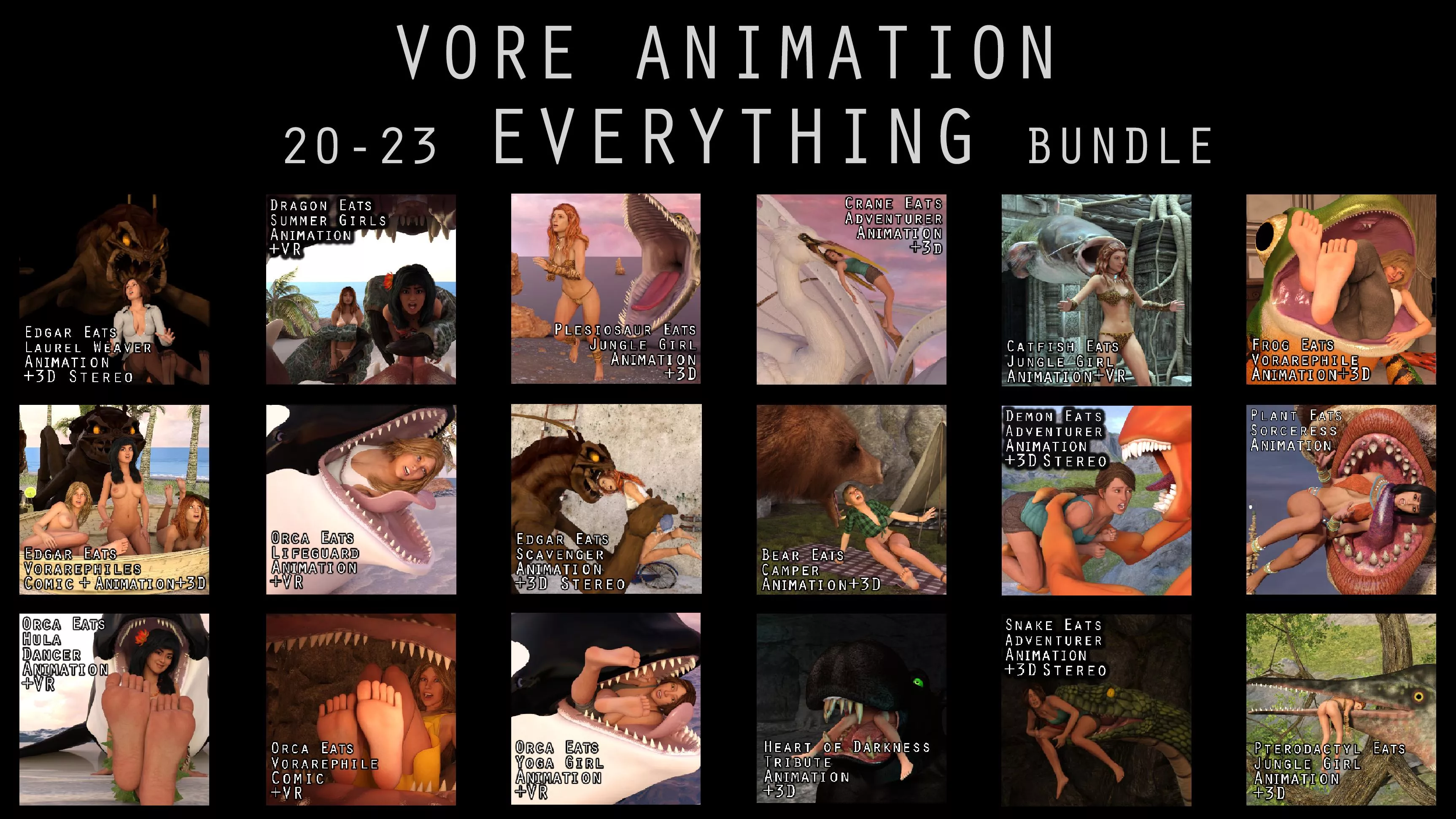 {Video} Vore Videos and Comic, Women Eaten by Dragon, Orca, Catfish, Trex, Demon, Crane, Bear, and others(?/Non-Human Preds)(F/Human)(Soft)(Oral)(unwilling)(nsfw)(OC: WormsignVore Animations)