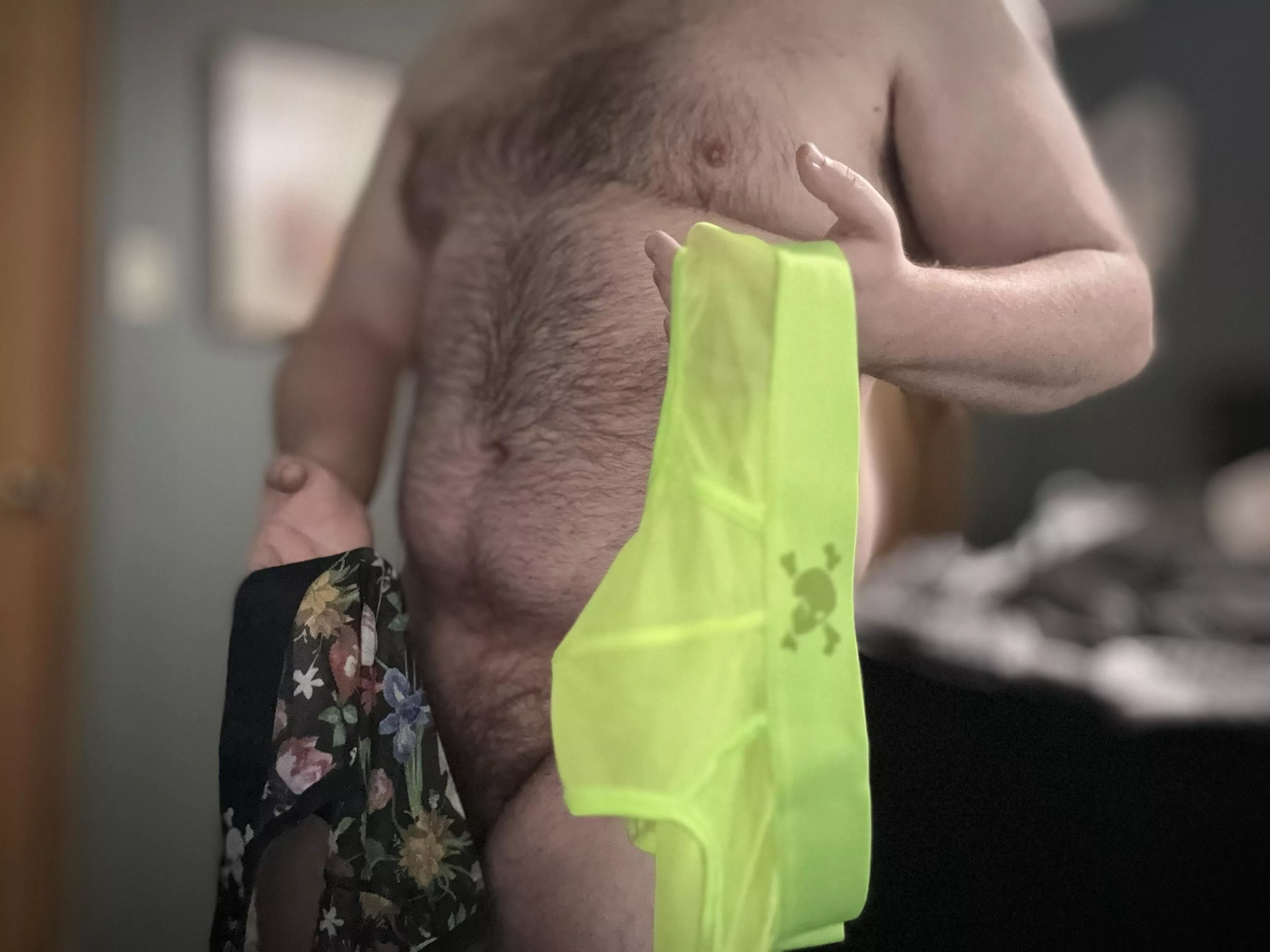 Help me choose!!! Neon or Floral? Both are sheer from Skull & Bones. Happy Sunday Fellas! 