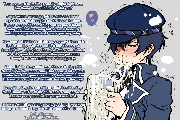 New Hire's Trial [Cum Drinking][Indifference][Cum Mug][Cumplay][Rookie][Hazing][Artist: Ahemaru]