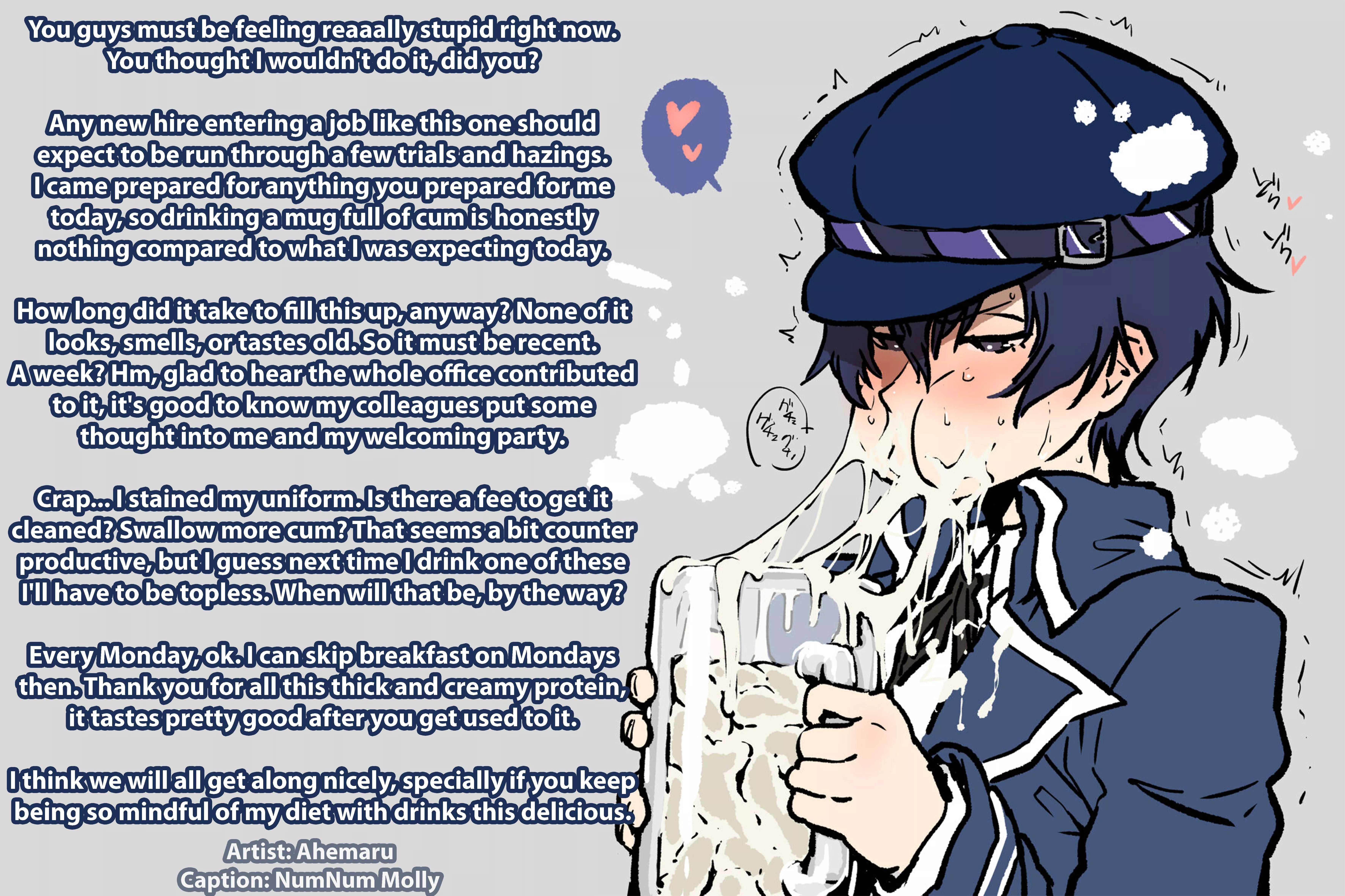 New Hire's Trial [Cum Drinking][Indifference][Cum Mug][Cumplay][Rookie][Hazing][Artist: Ahemaru]
