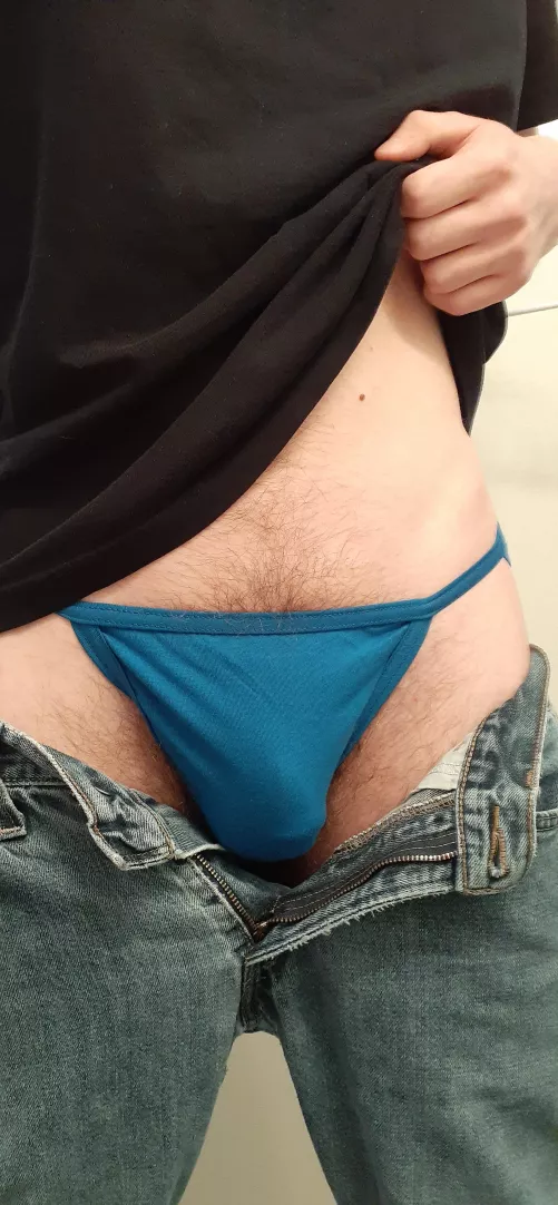Today's my first time trying string bikini briefs; I'm loving them so far.