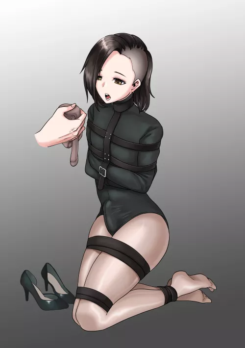 Captive boy submissively accepting his gag