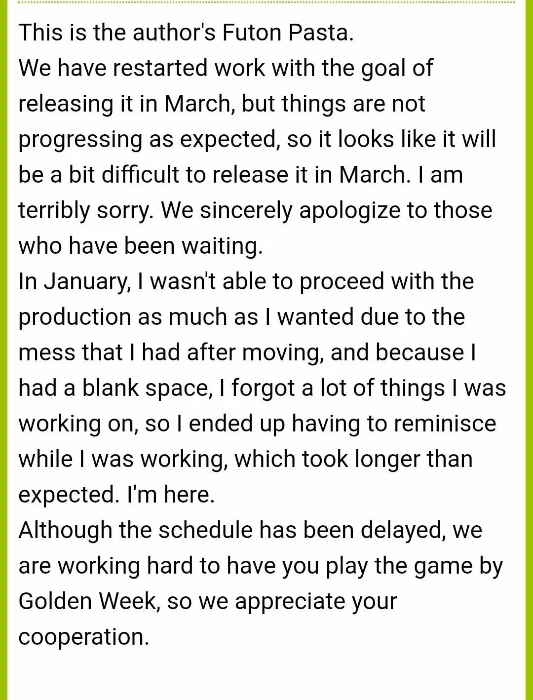 Dungeon and bride to be released in golden week..... probably