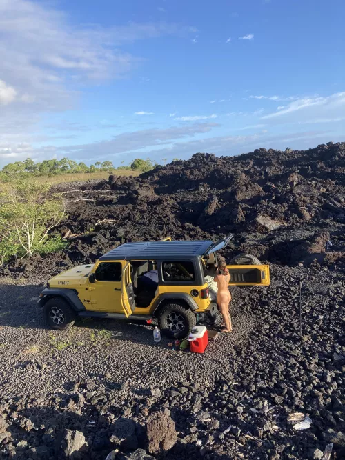 Naked camping on a lava flow