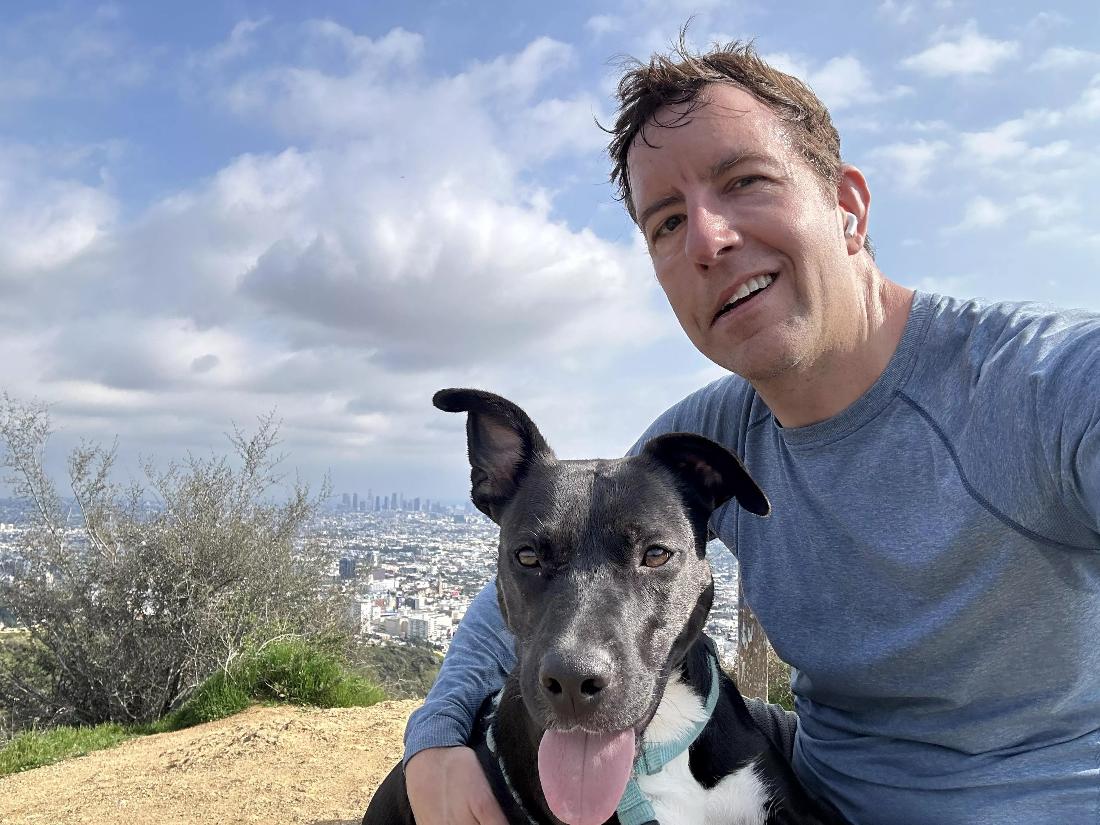 Cocoa and dad summit Runyon Canyon! Who wants to join us?