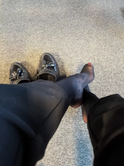 Wiggling my pantyhosed toes at the office