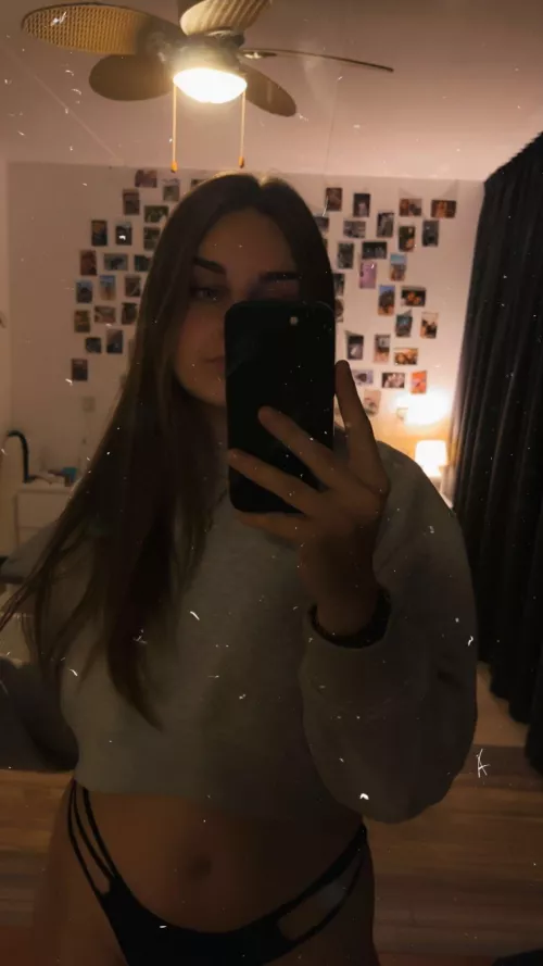 Wearing only a hoodie with no bra and a thong is the BEST 🥰