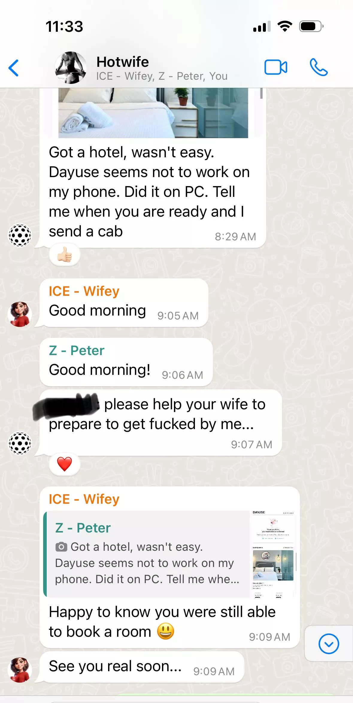 Bull booked a room to fuck Hotwifey. Instructs Cassy (caged sissy) to prepare Hotwifey to be fucked by the Bull.