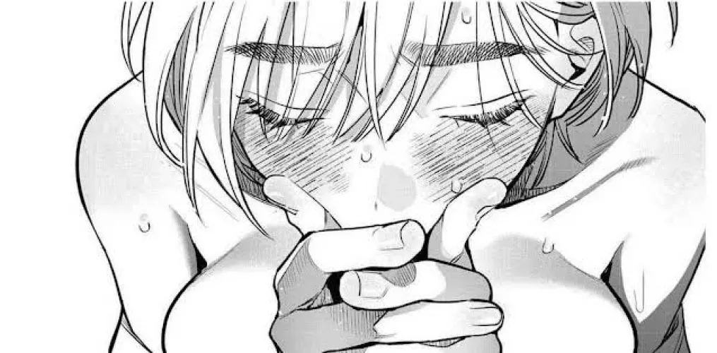 LF mono source: 1girl, blowjob face, closed eyes, thick eyebrows, blush