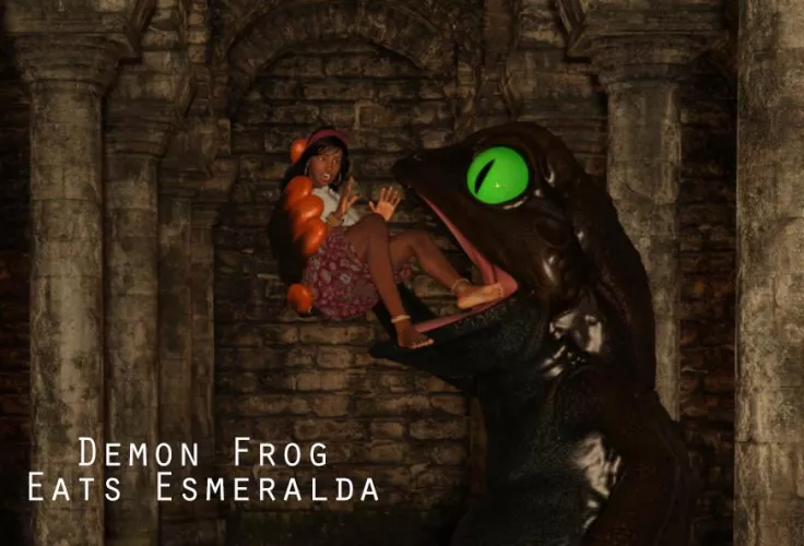 {Video} Frog Demon Eats Esmeralda Freebie(?/Frog Demon)(F/Human)(Soft)(Oral)(unwilling)(nsfw)(OC: WormsignVore Animations)