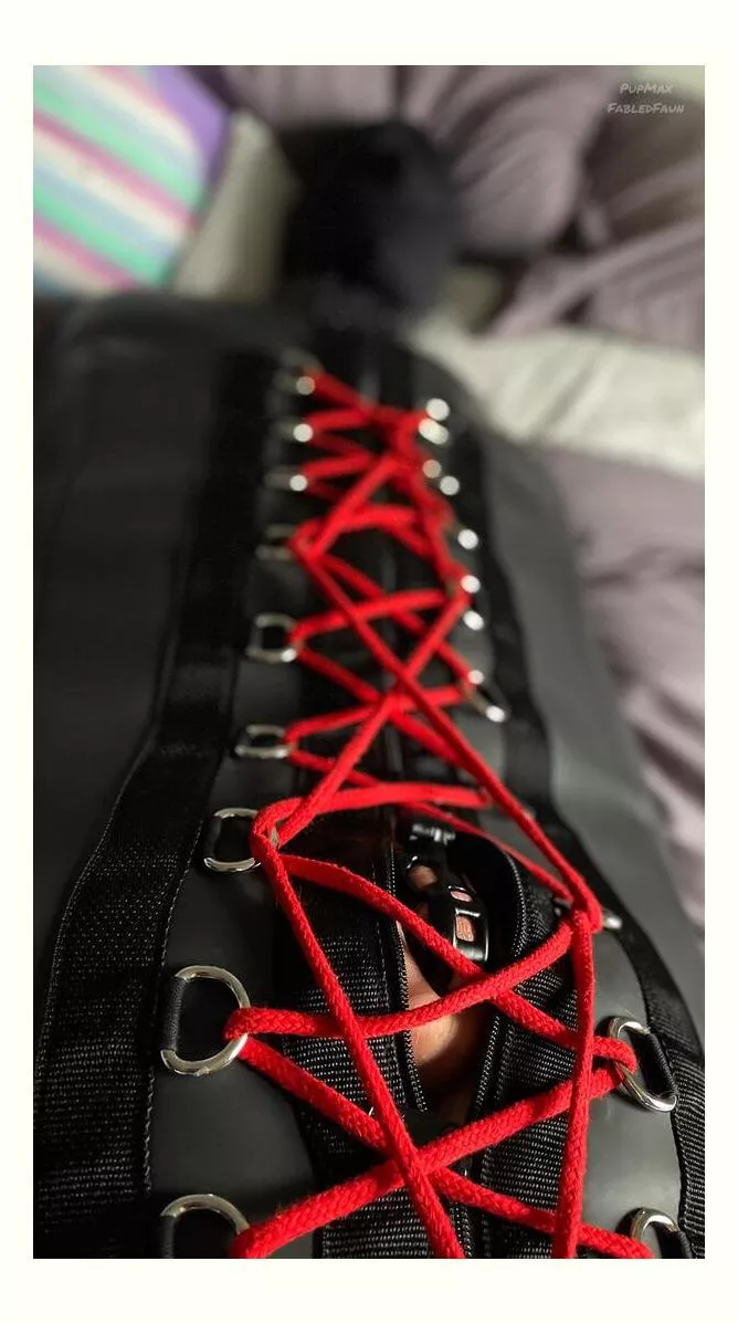 Bound in his sleep zack like a good toy 😌