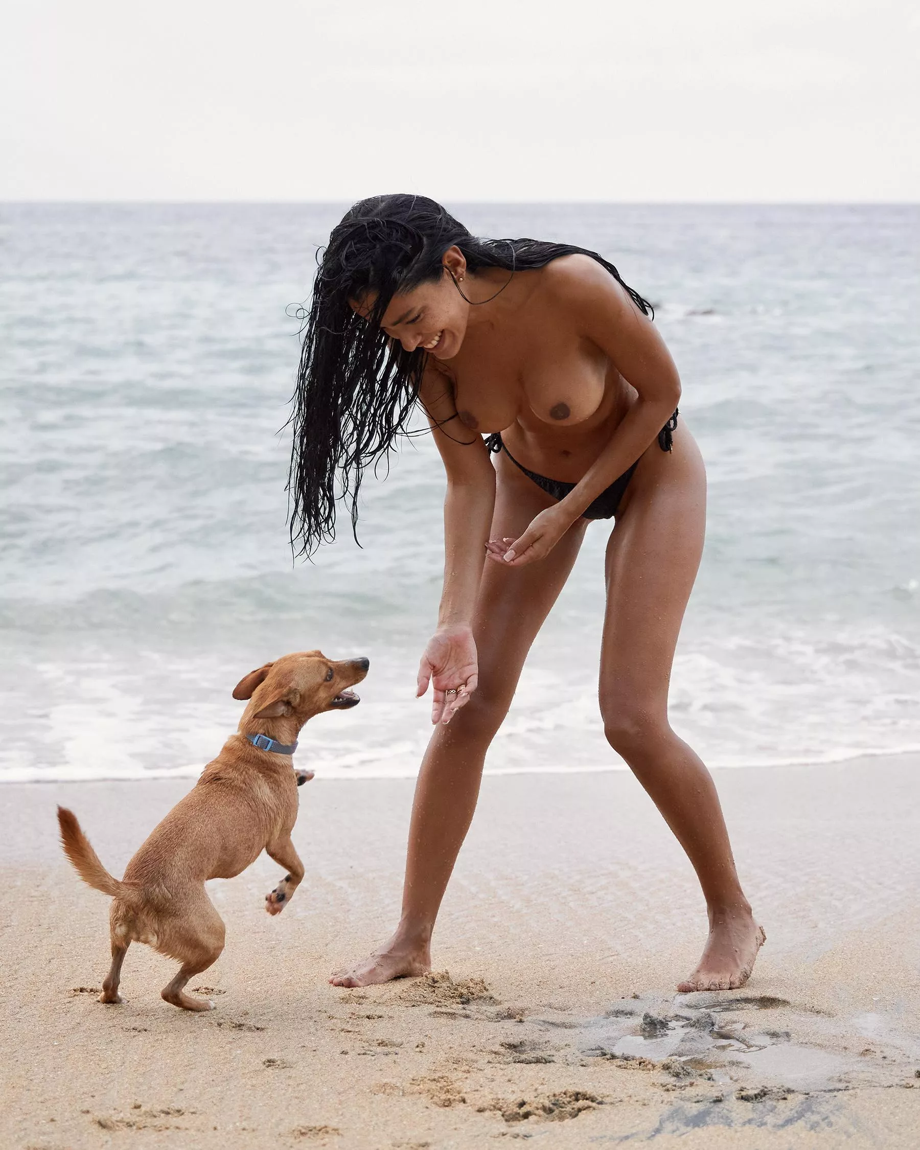 Ashy playing on the beach