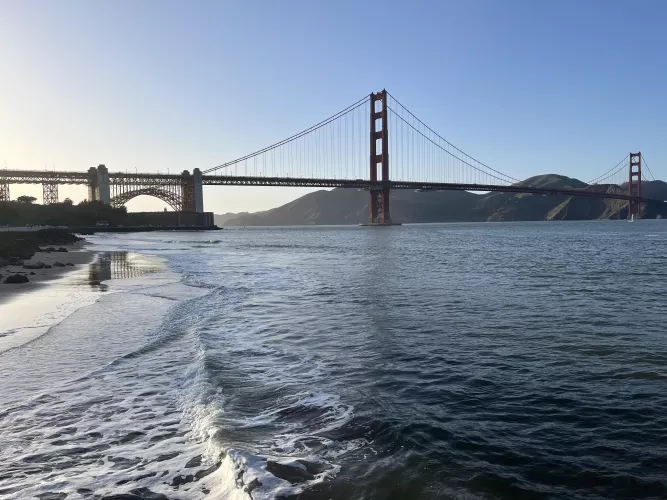 Beach below the Golden Gate Bridge.