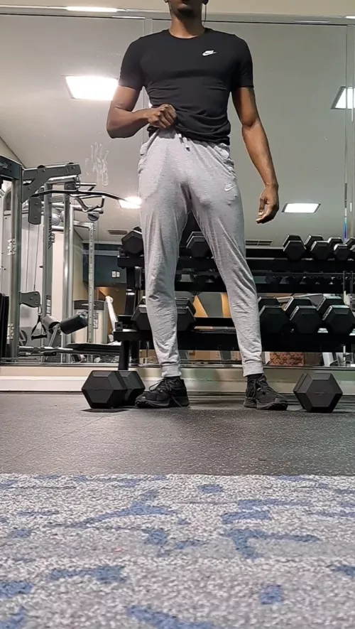 Causing a dickstraction in the gym