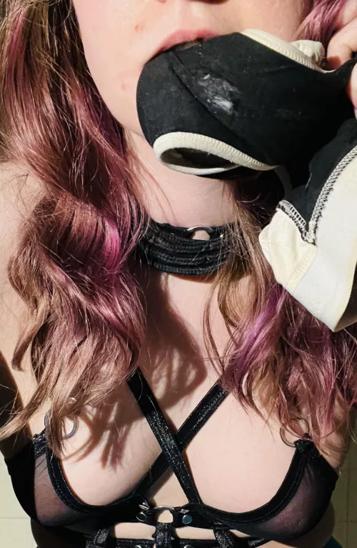 dirty panties in her mouth