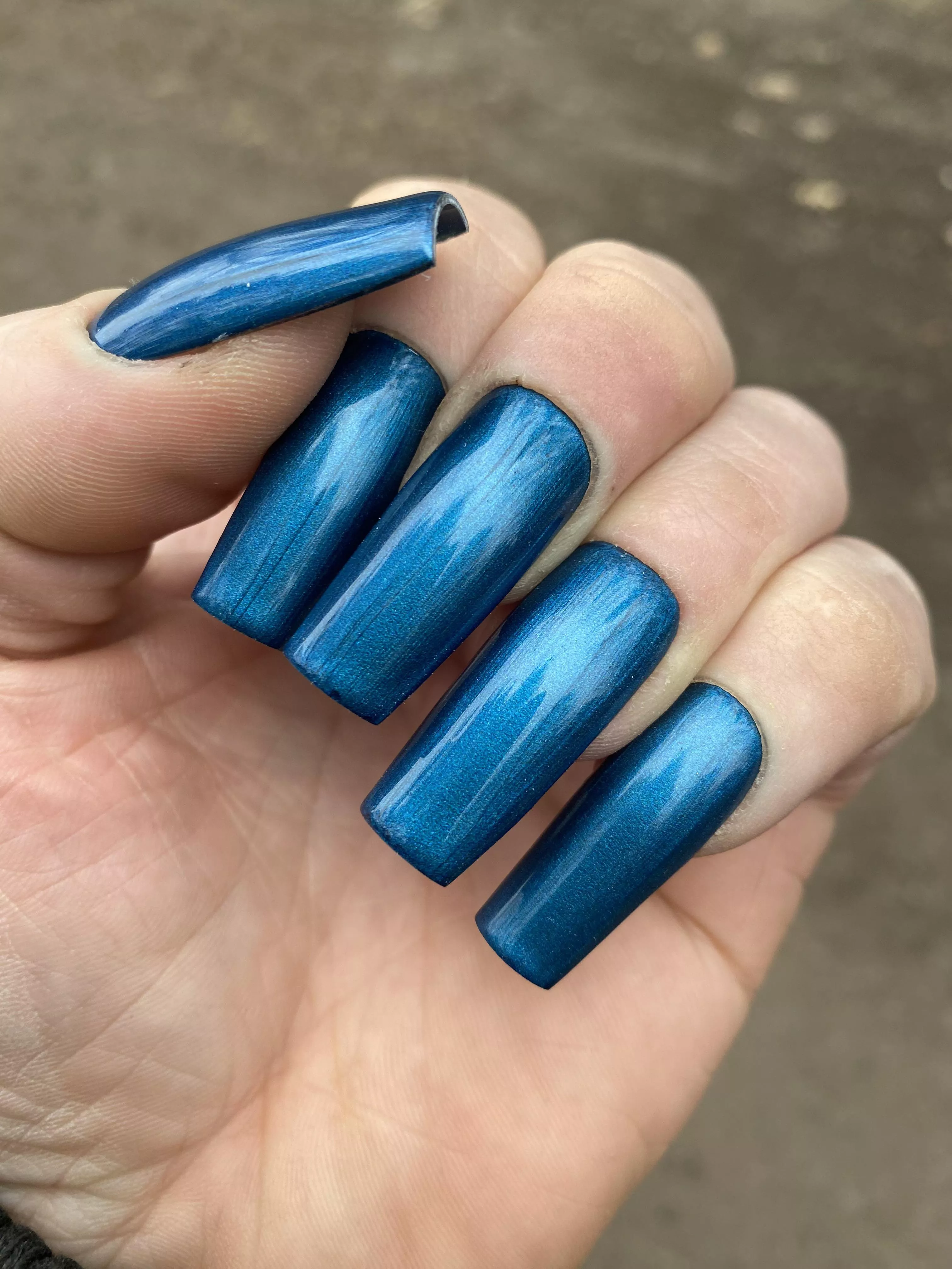 Long blue metallic