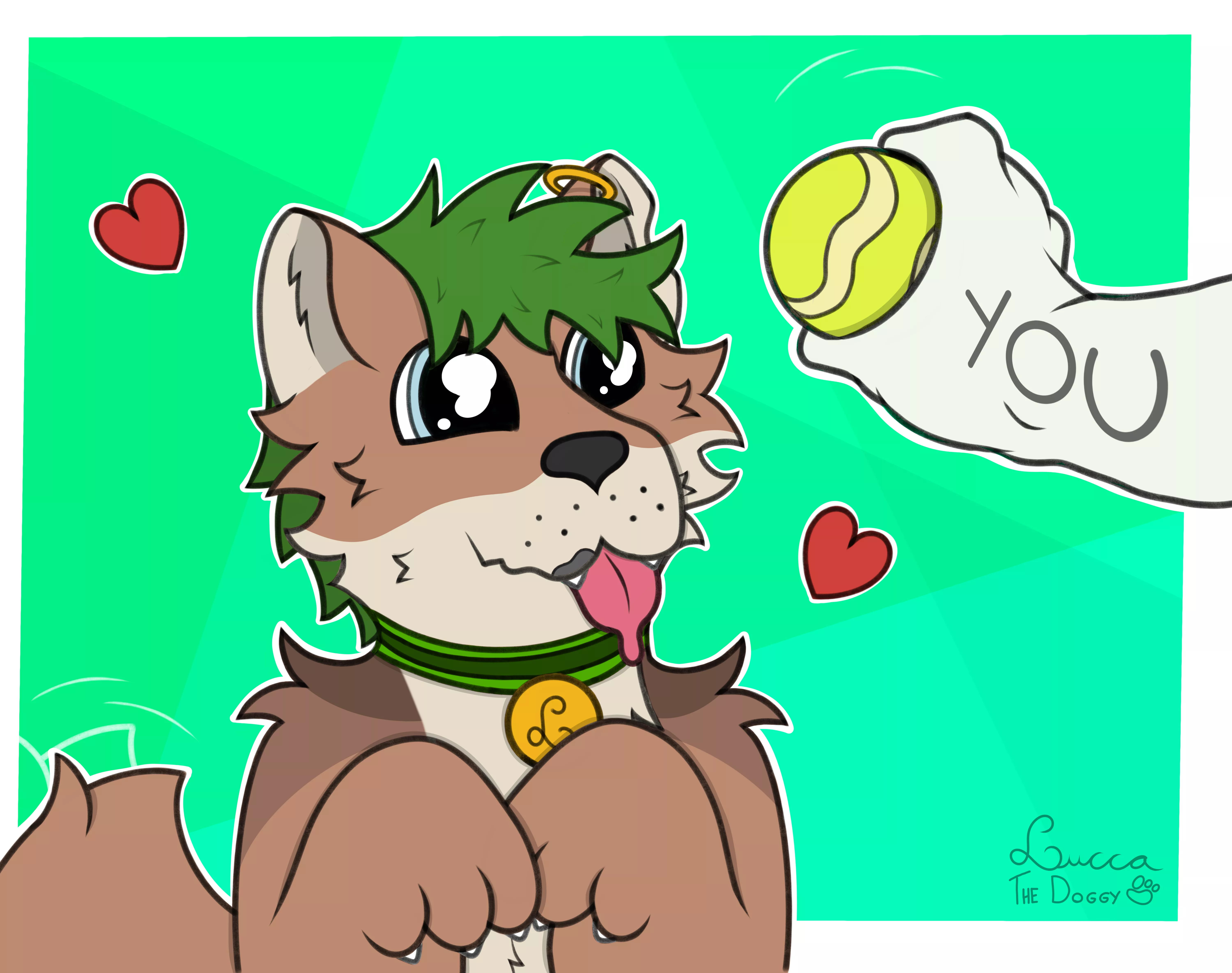 Are you gonna throw that ball? 🥺 (Art by me, LuccaTheDoggy)
