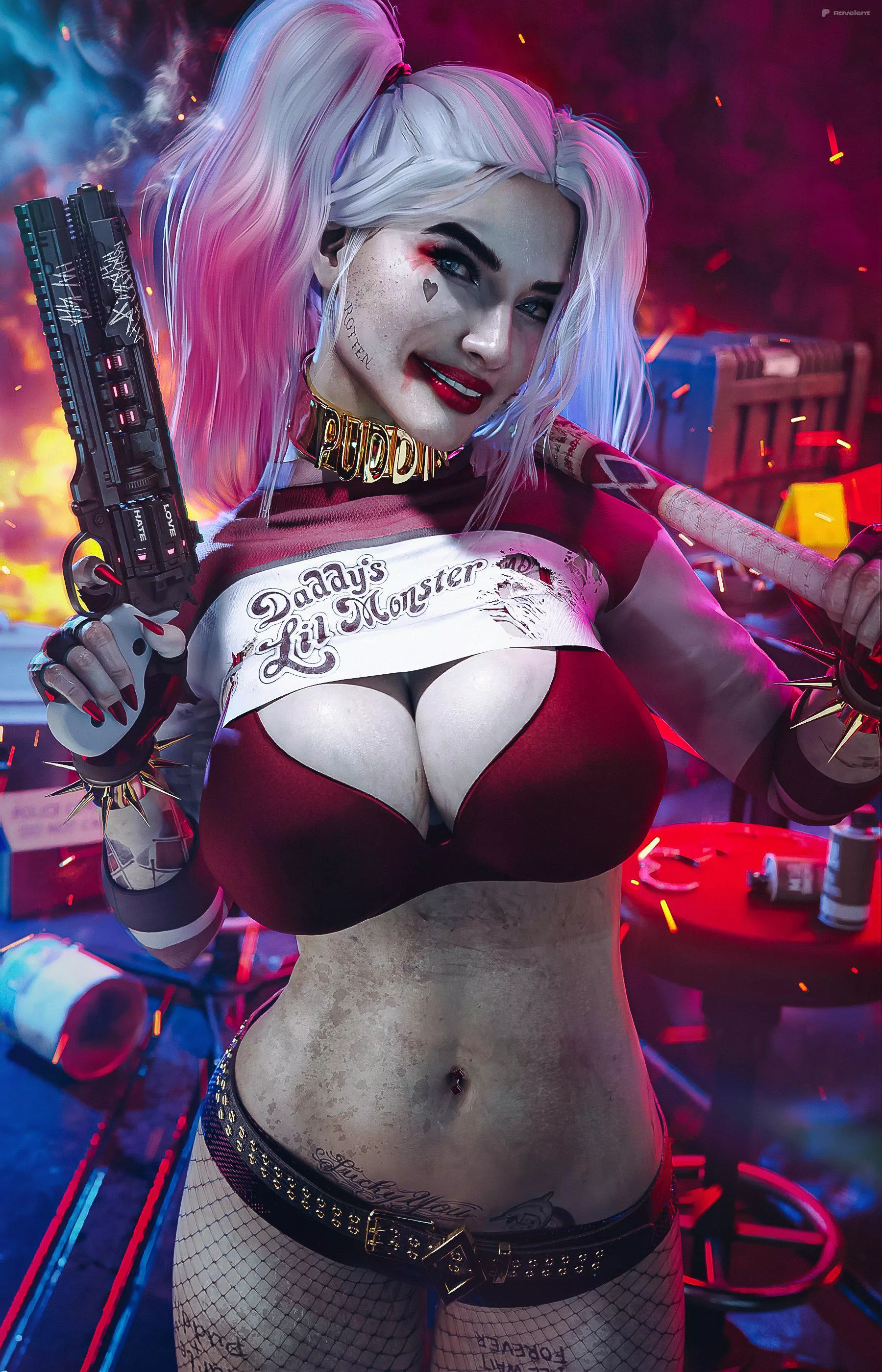 Harley Quinn Big Tits in Red Bra (Ravelent) [DC] 