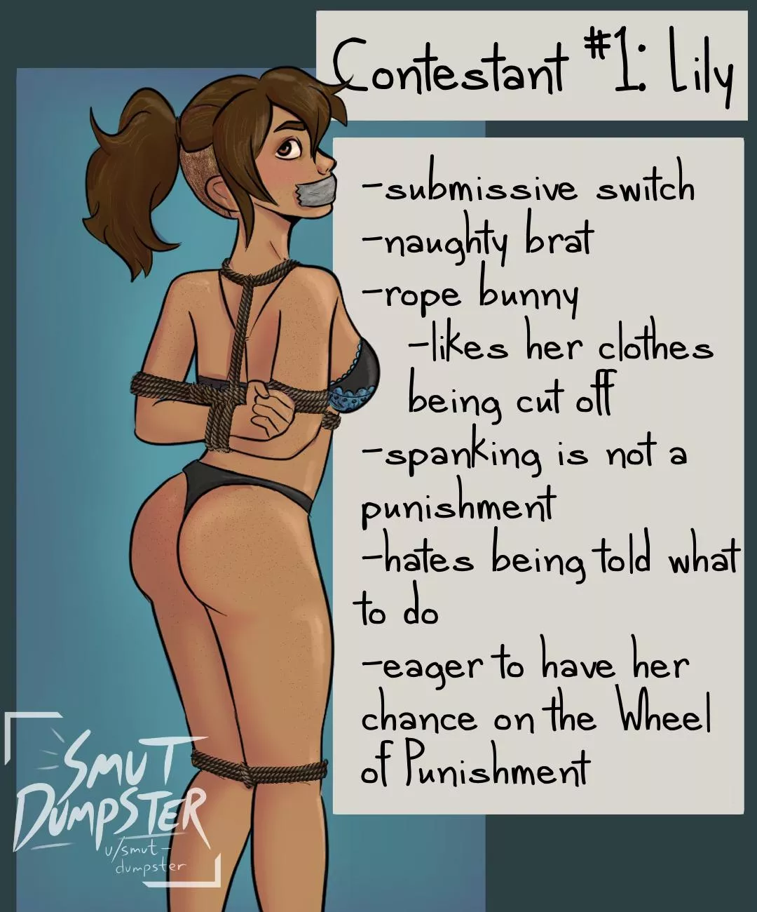 Wheel of Pleasure is this year's hottest and kinkiest gameshow. Let's meet the first contestant, Lily! 