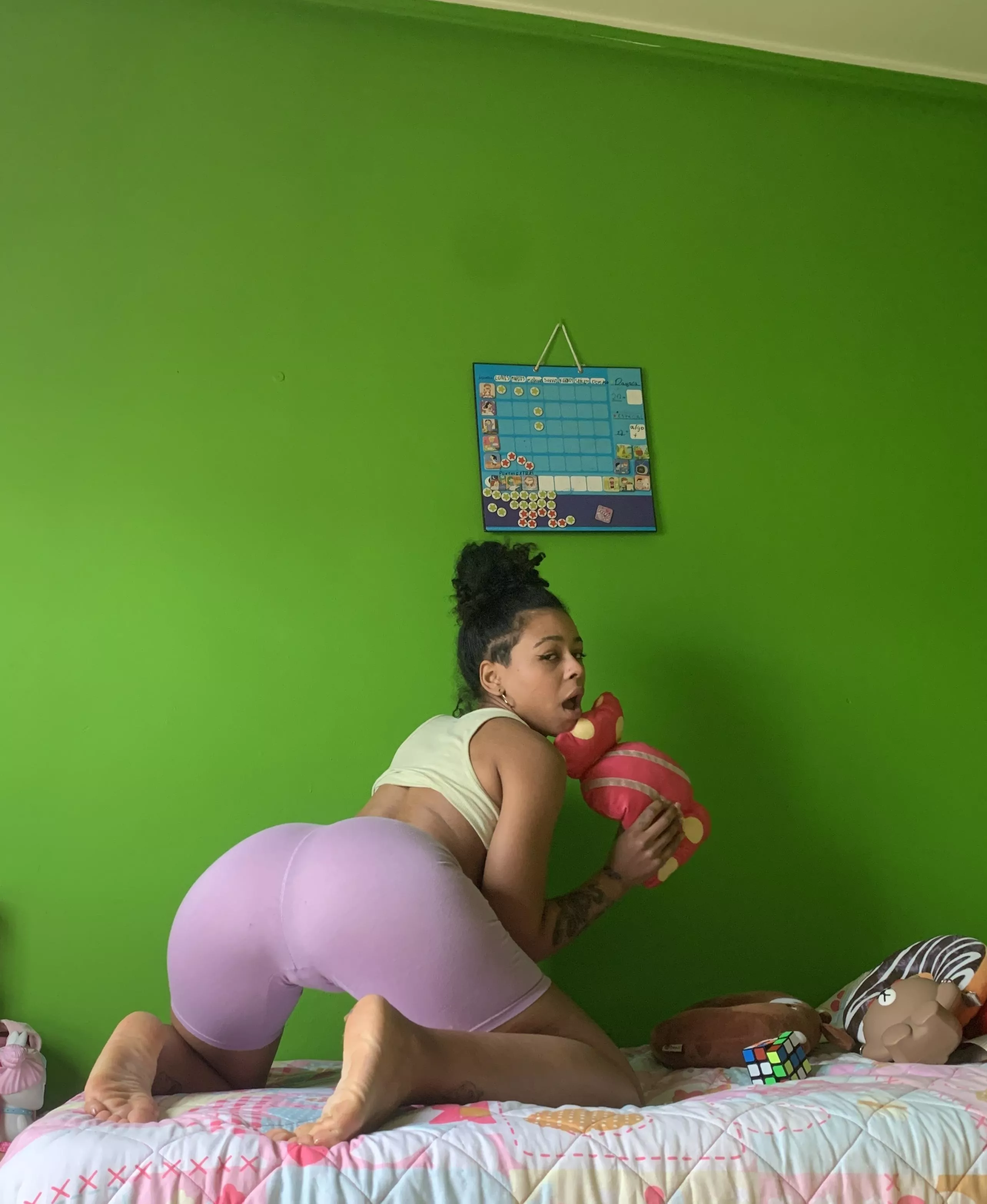 Girls with soft buns love soft toys