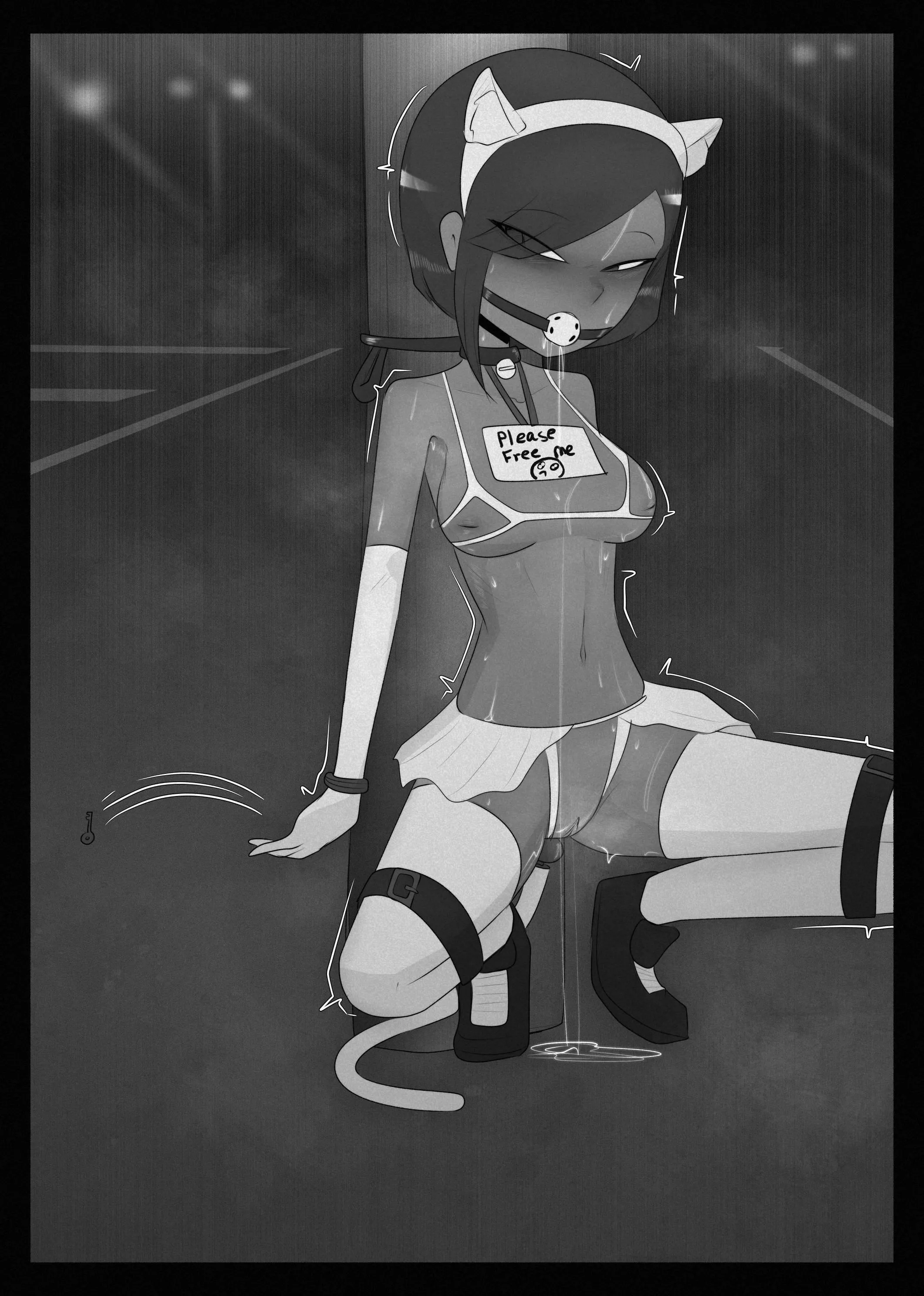 Super risky self bondage in a parking lot (OC)