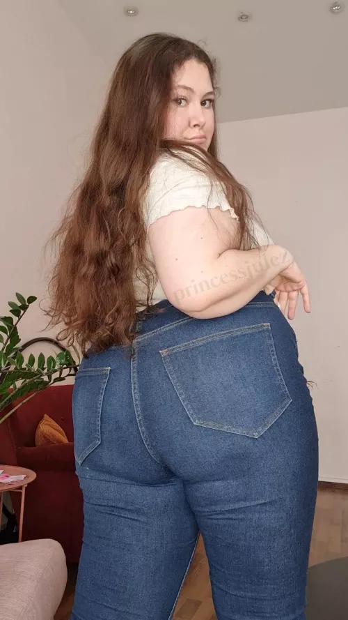 Dark blue jeans and my big booty