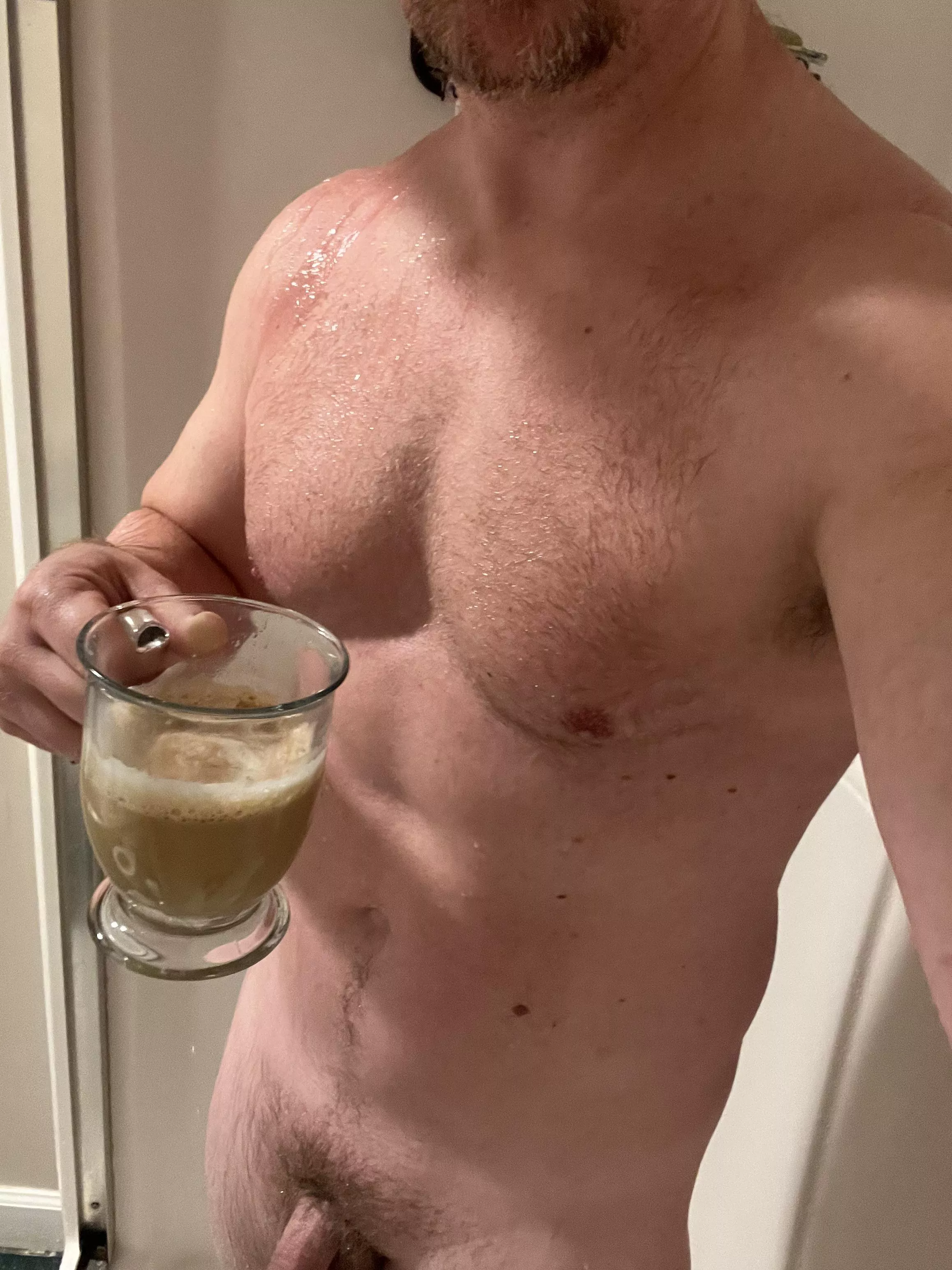 Hot shower and homemade cappuccino. Great combo!