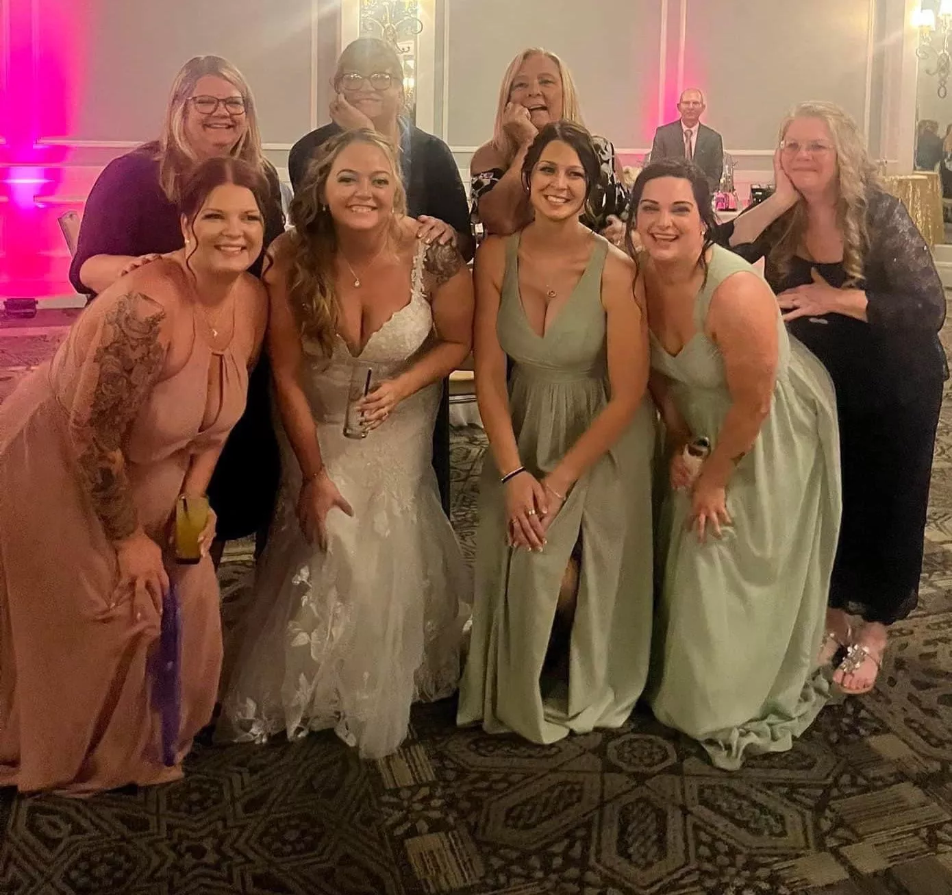 I can’t believe my friend let us bridesmaids wear low cut dresses
