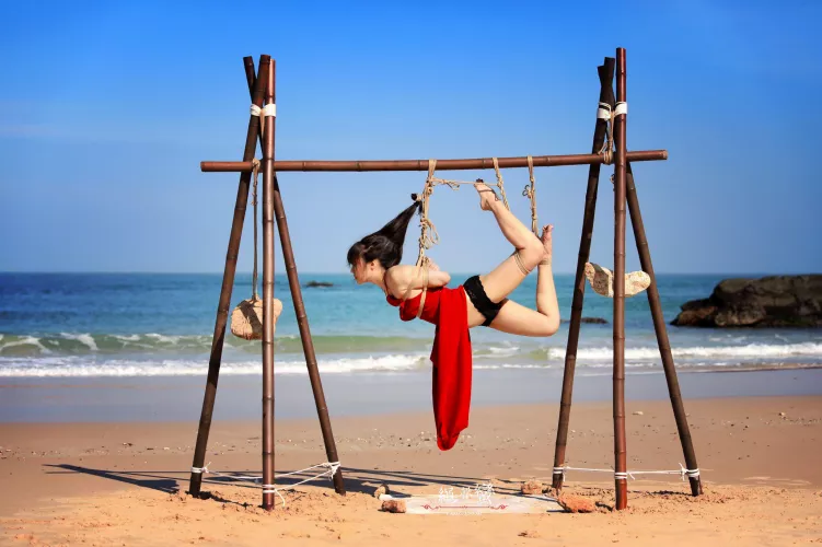 playing at the beach