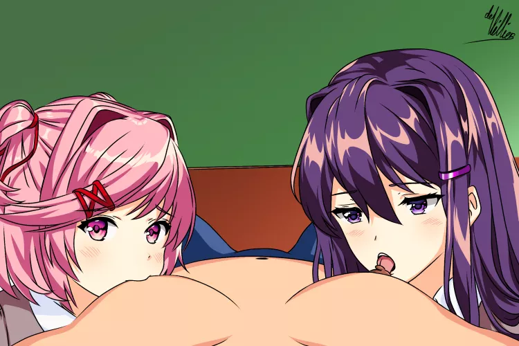 Yuri and Natsuki POV Threesome [OC Fanart]