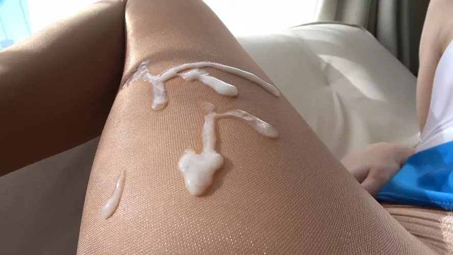 Cum melts on my hot silky legs