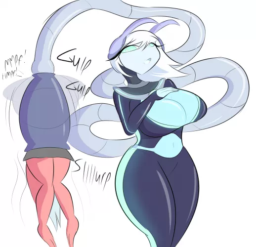 {Image} Xenia, an android with a directive for power and knowledge by swallowing folk (Art by JackMunchy)