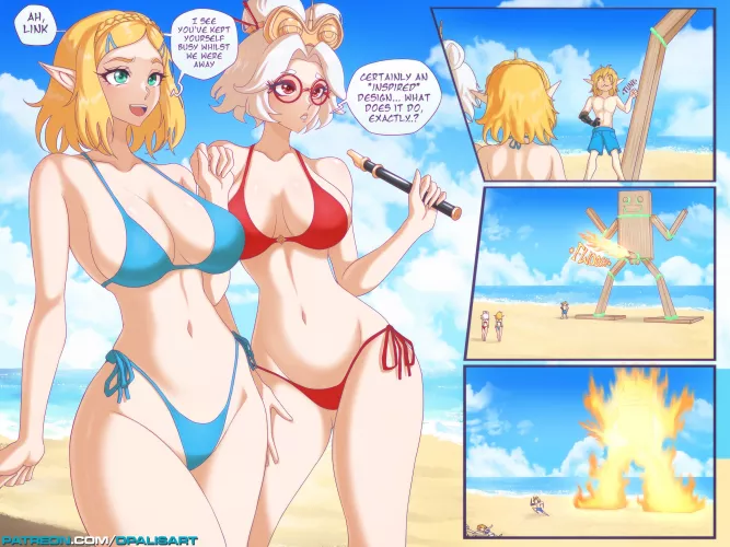 Zelda and Purah in tiny bikinis (Opalisart)