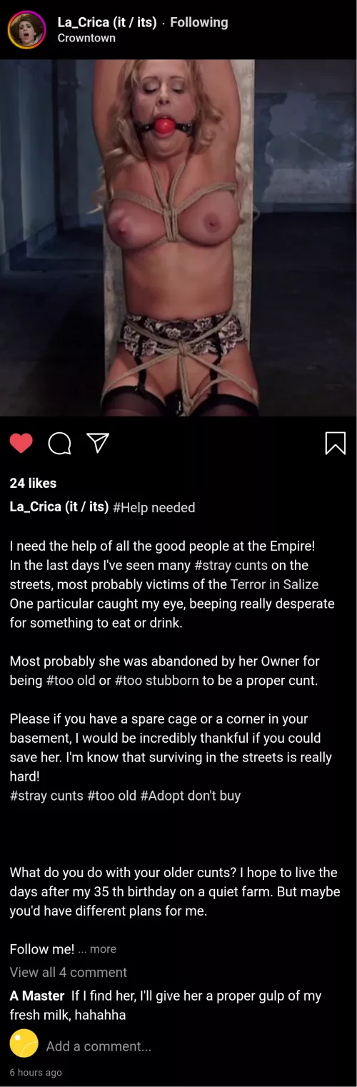 (cuntagram) - @la_crica - u/ClaireDivine Lost cunt needs shelter