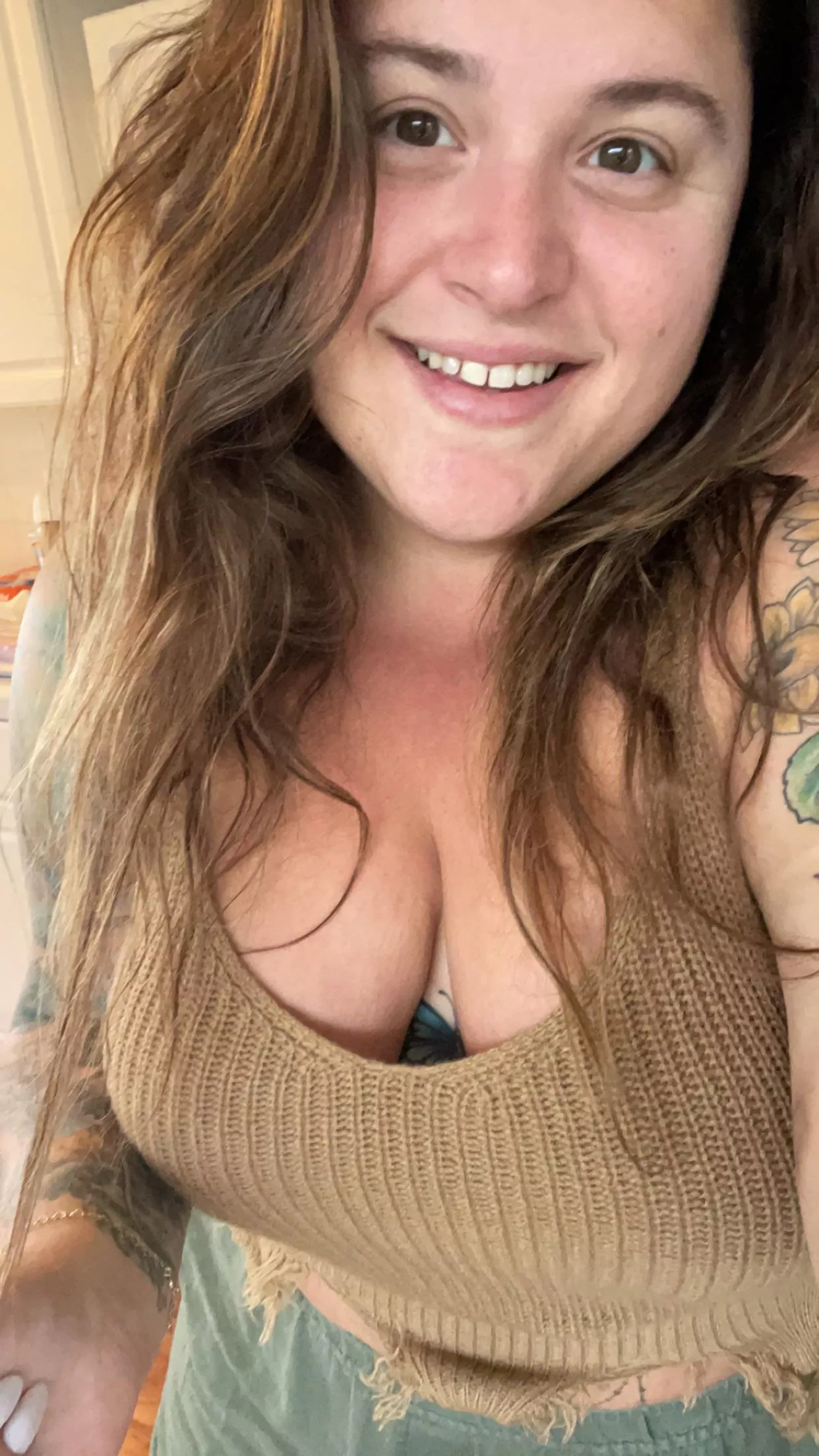 do my tattoos and big natural breasts make your day?