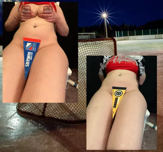 Who ya got tonight? Comment 💙 for Rangers, comment 💛 for Bruins! 🥅🏒