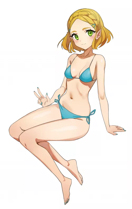Zelda in a Blue Bikini (Kiritzugu on Pixiv) [Breath of the Wild]