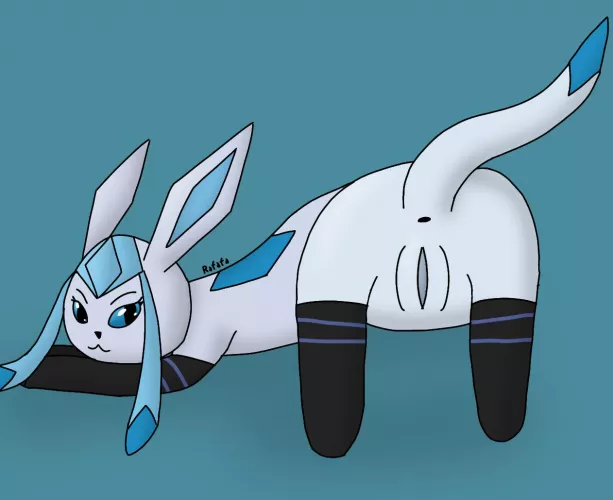 [F] (OC) Thick ass Glaceon in black thigh highs presenting her pussy ;3