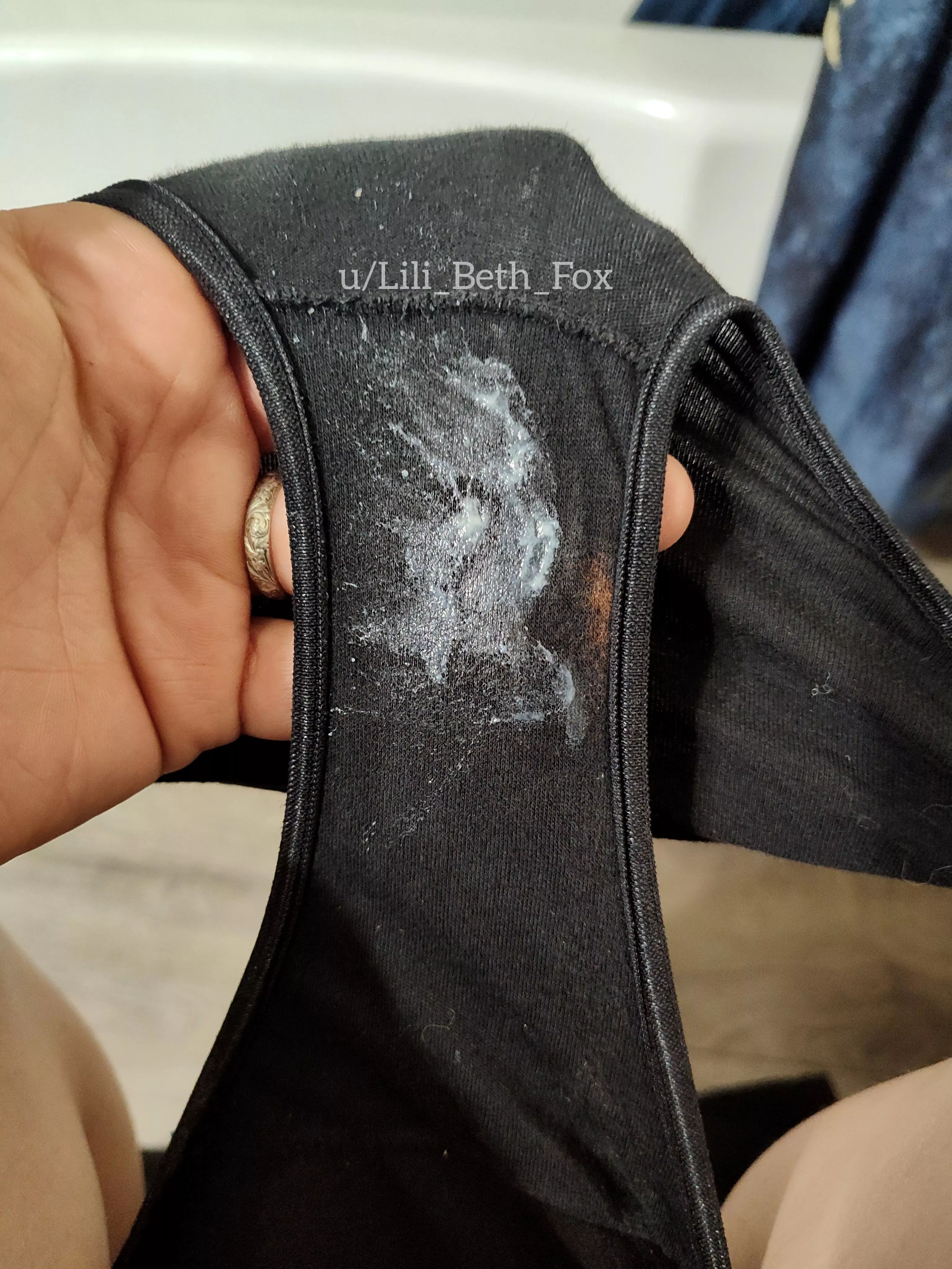 First day of 7, soaking this innocent black cotton panty! Stay tuned!