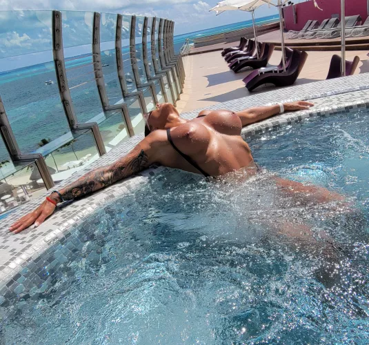 Just waiting for my husband and his friends to show up like.... I love showing off my body as much as possible here 