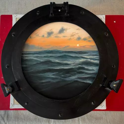 Porthole painting in progress
