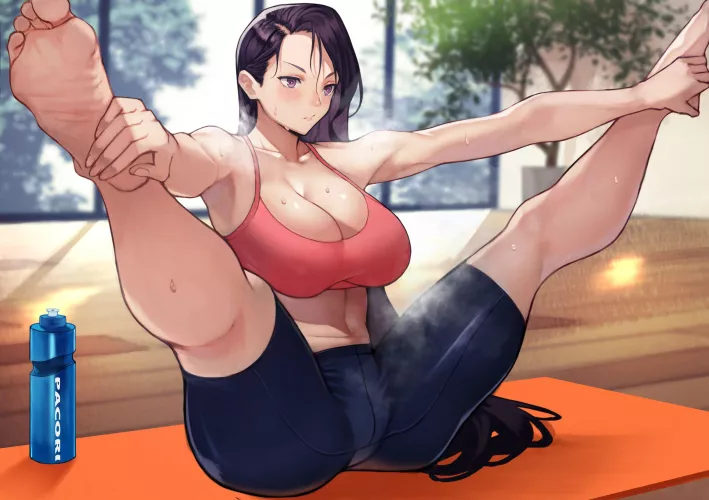 Stretching her legs doing yoga (Yoshio) [Original]