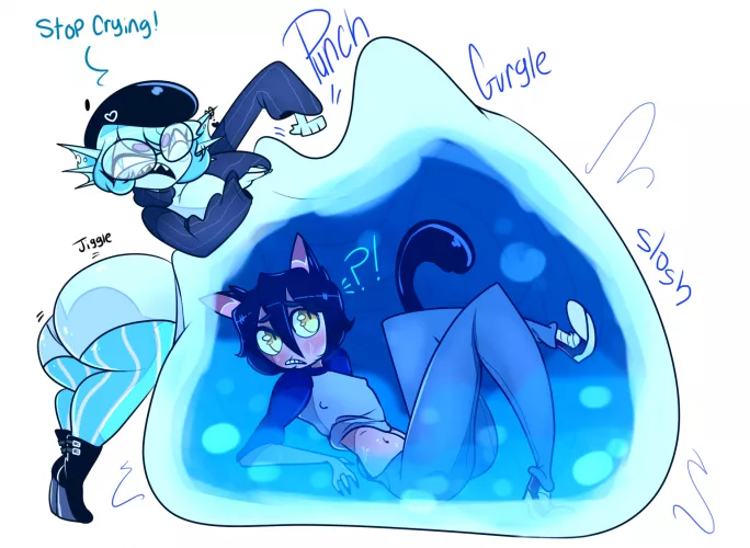 {image} commission piece fish and cat boy vore [art by me]