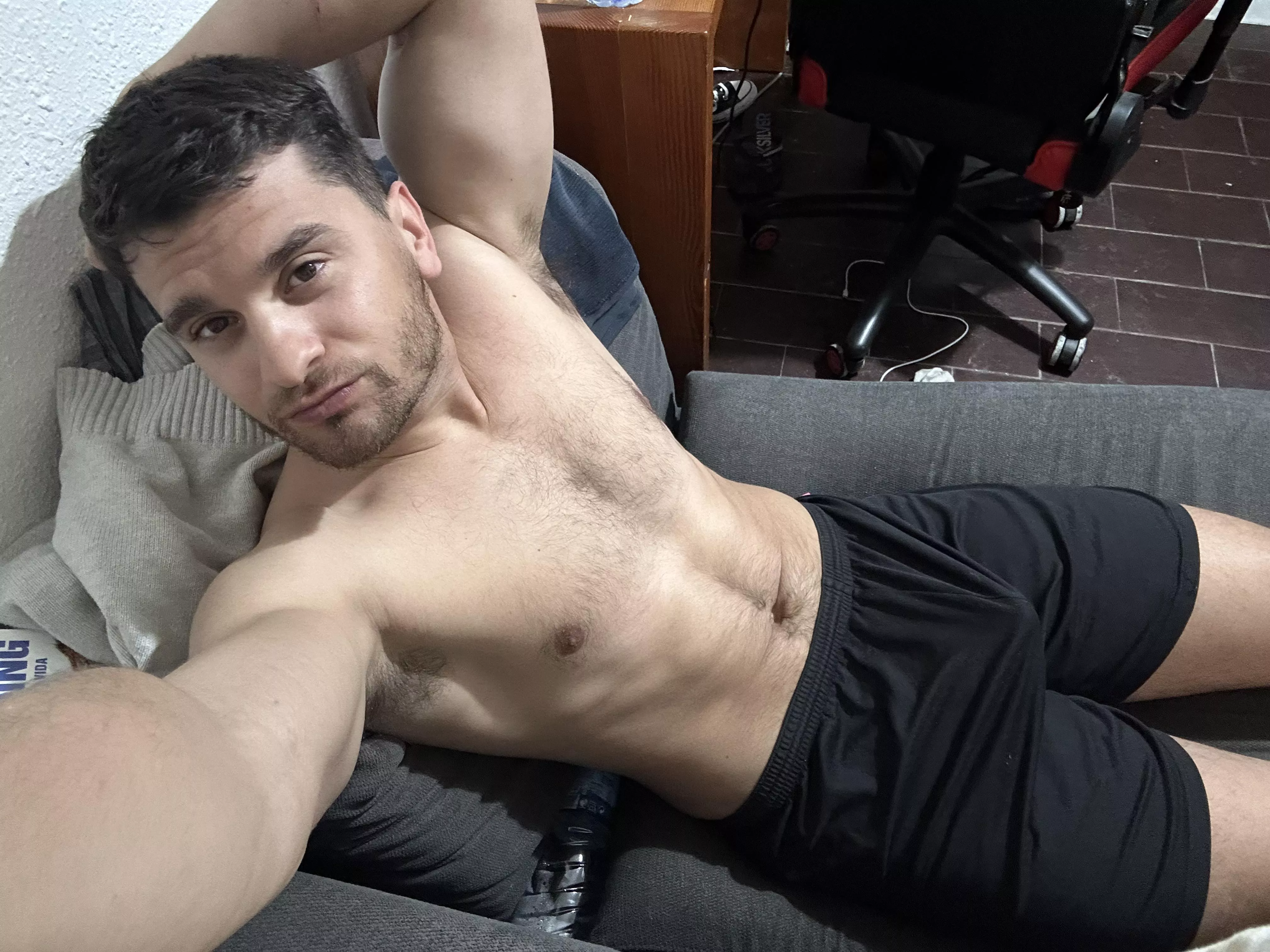 Relaxed on sofa, do u want to sit on me?