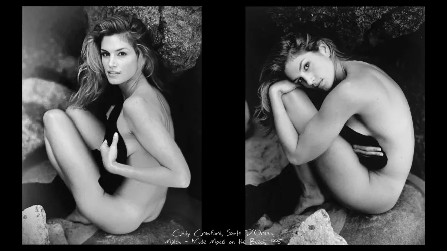 Cindy Crawford, Sante D´ Orazio, Malibu - nude Model on the Beach, fine art photography, 1995